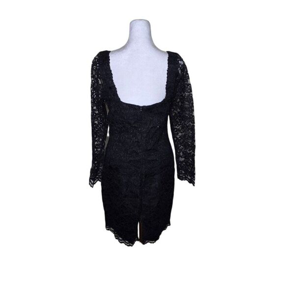 Vintage 90s Moda Intl Body Con Lace Cocktail Dress Womens S Black - Picture 3 of 6